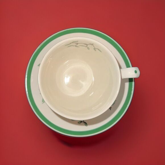 Set Of 3 Spode Christmas Tree 8 oz Tea Cup Saucer Coffee Mugs Vintage Red Green - Picture 8 of 15